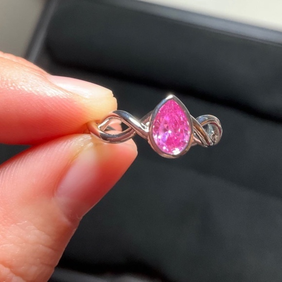 Barbie of Swan Lake Odette Ring with Pink Tourmaline CZ Crystal - Picture 5 of 6